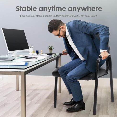 NEWBULIG Waiting Room Chair Set of 2, Leather Stationary Office Guest Reception Chairs No Wheel,Comfy Padded Arms,for Conference Room Lobby Side breakroom in Saudi Arabia