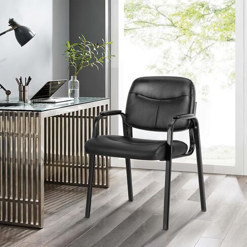 NEWBULIG Waiting Room Chair Set of 2, Leather Stationary Office Guest Reception Chairs No Wheel,Comfy Padded Arms,for Conference Room Lobby Side breakroom in Saudi Arabia