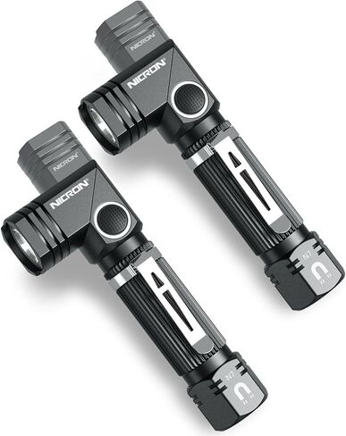 مصباح يدوي، NICRON N7 600 Lumens مصباح يدوي تكتيكي، 90 درجة Ip65 مقاوم للماء مصباح يدوي صغير 4 أوضاع - أفضل لومن عالي للتخييم، في الهواء الطلق، المشي لمسافات طويلة (لا يشمل البطاريات) هدية in Kuwait