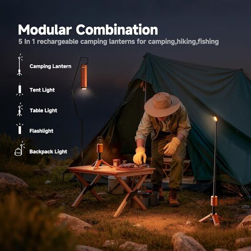 Camping Lantern Rechargeable, Portable Magnetic Camping Lights with 12000mAh Battery, Telescoping IPX6/IPX7 Waterproof Flashlights, Camping Lamp for Emergency, Camping, Hiking (Military Green) in Kuwait
