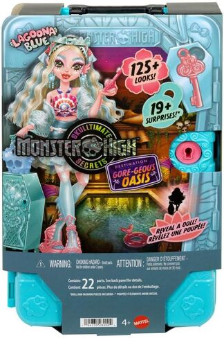 مجموعة دمية وإكسسوارات Monster High Skulltimate Secrets Lagoona Blue، الوجهة: واحة رائعة مع حقيبة وأكثر من 19 مفاجأة مثل الملابس in Kuwait