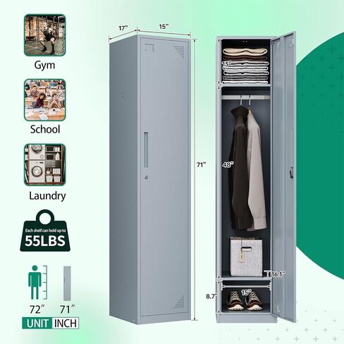 Letaya Metal Lockers for Employees，71" Employees Storage Cabinet with Lock, Steel Storage Locker for Gym, School, Home, Office Staff (Grey, 9 Door) in Kuwait