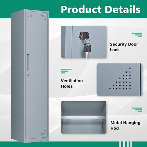 Letaya Metal Lockers for Employees，71" Employees Storage Cabinet with Lock, Steel Storage Locker for Gym, School, Home, Office Staff (Grey, 9 Door) in Kuwait