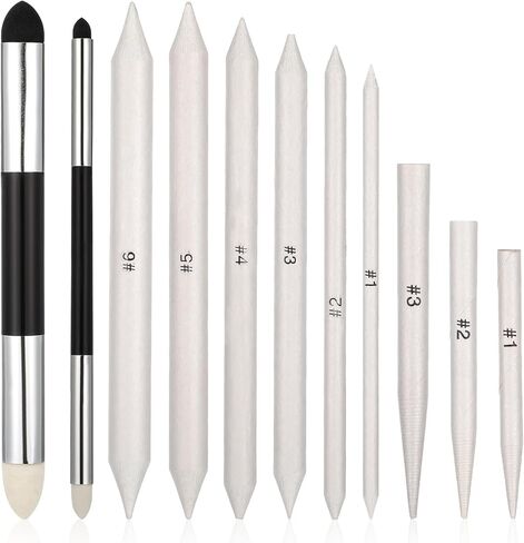 11 Pack Blending Stumps for Drawing, Oil Pastel Blending Tools Blendings Sponge Pens and Sandpaper Pencil Reusable Washable Pencil Blender Sticks for Student Artists Charcoal Graphite Drawing in Kuwait
