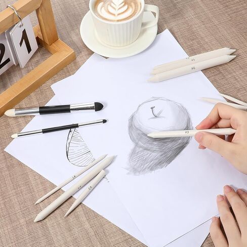 11 Pack Blending Stumps for Drawing, Oil Pastel Blending Tools Blendings Sponge Pens and Sandpaper Pencil Reusable Washable Pencil Blender Sticks for Student Artists Charcoal Graphite Drawing in Kuwait