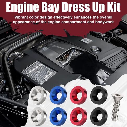 Sixzoo 20 PCS Engine Dress Up Kit, CNC Finishing Fender Bumper Washers, M6 Aluminum Engine Bay Dress Up Kit, Fender Bolts for Trunk License Plate Frame (Red) in Saudi Arabia