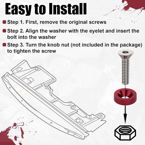 Sixzoo 20 PCS Engine Dress Up Kit, CNC Finishing Fender Bumper Washers, M6 Aluminum Engine Bay Dress Up Kit, Fender Bolts for Trunk License Plate Frame (Red) in Saudi Arabia