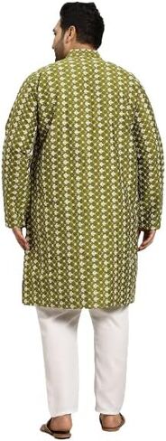Sojanya PLUS (Since 1958) Men's Silk Blend Embroidered Kurta & White Churidar Pyjama Set in Saudi Arabia