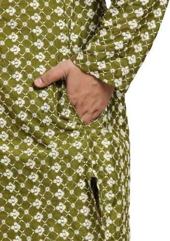 Sojanya PLUS (Since 1958) Men's Silk Blend Embroidered Kurta & White Churidar Pyjama Set in Saudi Arabia