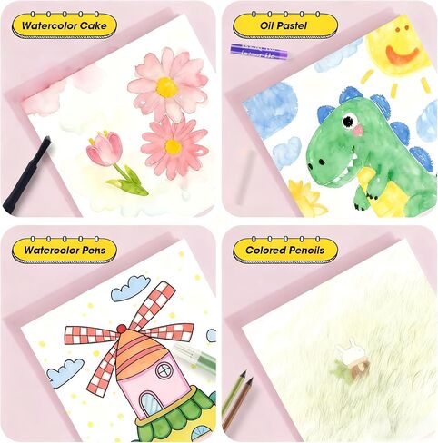مجموعة فنون الأطفال من KIDDYCOLOR، لوازم الرسم الفنية للفتيات والفتيان من سن 4 إلى 8 سنوات مع كعك بالألوان المائية والباستيل الزيتي وأقلام الرصاص الملونة، هدية مثالية للفنان الشاب، وردي-87 قطعة in Kuwait