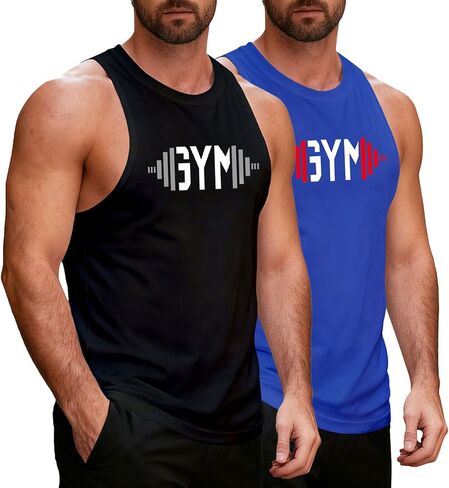 InleaderAesthetics Men Gym Bodybuilding Stringer Cotton Fitness Workout Training Muscle Y-Back Sleeveless Tank Top Vest in Kuwait