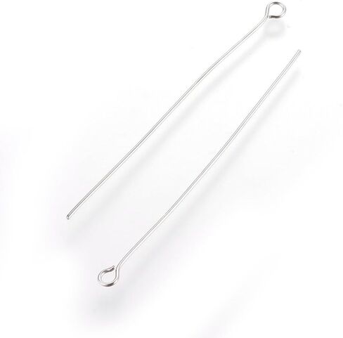 100Pcs Stainless Steel Eye Pin, Metal Jewelry Fittings Tarnish Resistant Open Eye Pins Straight Head Eye Pins for DIY Earrings Necklaces Bracelets Pendants Jewelry Making, 50x0.6mm in Saudi Arabia