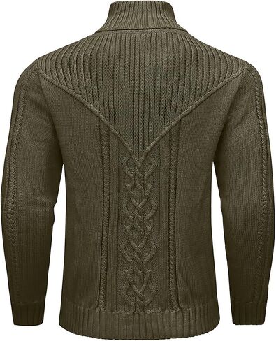 SAVKOOV Men's Shawl Collar Pullover Sweater Casual Button Cable Knit Sweaters in Saudi Arabia
