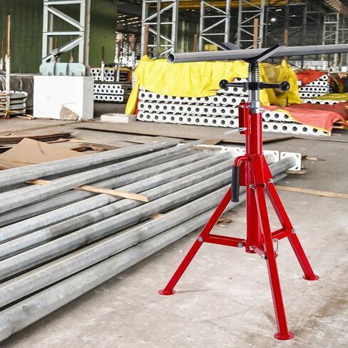 حامل أنبوب على شكل حرف V، حامل أنابيب فولاذية شديدة التحمل بوزن 2500 رطل مع ارتفاع قابل للتعديل 28 بوصة - 52 بوصة، تصميم قابل للطي ودعم آمن على شكل حرف V لمشاريع اللحام والسيارات والبناء، أحمر in Kuwait