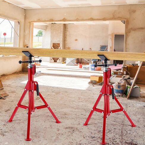 حامل أنبوب على شكل حرف V، حامل أنابيب فولاذية شديدة التحمل بوزن 2500 رطل مع ارتفاع قابل للتعديل 28 بوصة - 52 بوصة، تصميم قابل للطي ودعم آمن على شكل حرف V لمشاريع اللحام والسيارات والبناء، أحمر in Kuwait