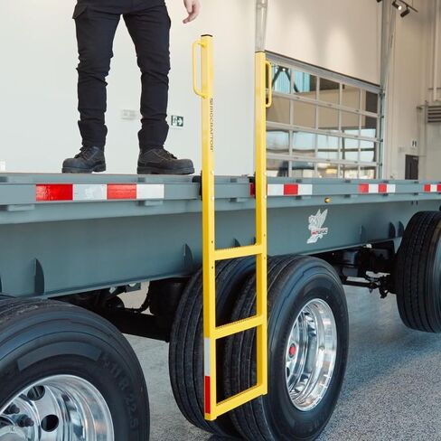 RIGCRAFTOR – Heavy Duty 3-Step Aluminum Truck Ladder with Mounting Hooks – Non-Slip Steps and 3 Secure Contact Points – Quick, Stable Access for Flatbed Trailers – Portable Truck Ladder – Yellow in Saudi Arabia