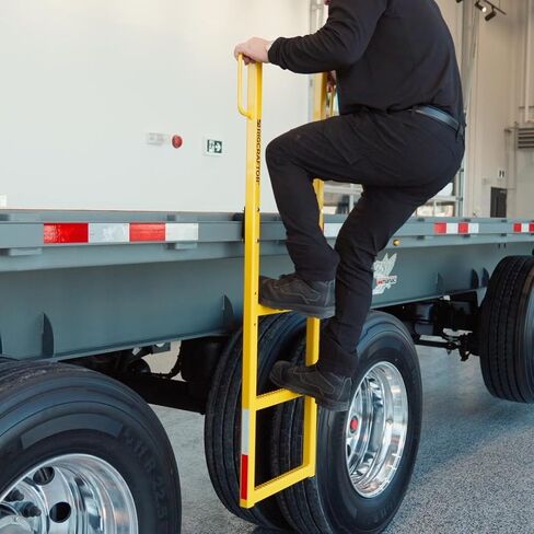 RIGCRAFTOR – Heavy Duty 3-Step Aluminum Truck Ladder with Mounting Hooks – Non-Slip Steps and 3 Secure Contact Points – Quick, Stable Access for Flatbed Trailers – Portable Truck Ladder – Yellow in Saudi Arabia