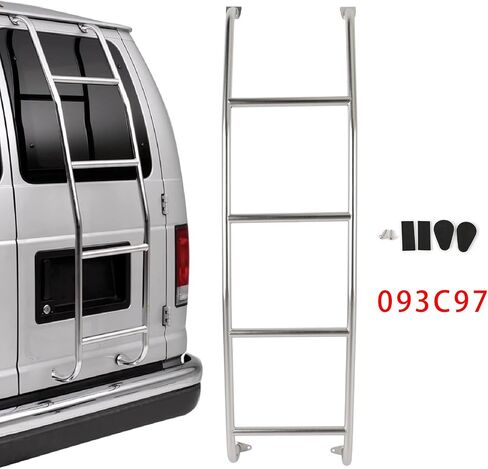 Areyourshop سلم من الفولاذ المقاوم للصدأ ذو 4 خطوات سلم خلفي 093C97 لسيارة CHEVROLET Express 1500/2500/3500 1997-2024، لسيارة GMC Savana 1500/2500/3500 1997-2024 in Saudi Arabia