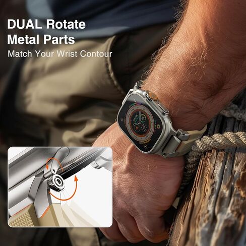 ULTIMAL for Apple Watch band Compatible with Apple Watch Strap Ultra2/Ultra 49mm Bands for Men Series 9/8/SE2/7/6/SE/5/4/3 45mm/44mm/42mm Sport Bands for iWatch Rugged Premium TPU & Metal in Saudi Arabia