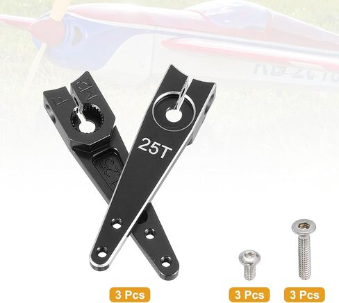 MECCANIXITY Aluminum Alloy 1.25 inch 25T Steering Servo Arm Horn Black for Car/Boat/Airplane Boat Accessories Pack of 3 in Saudi Arabia