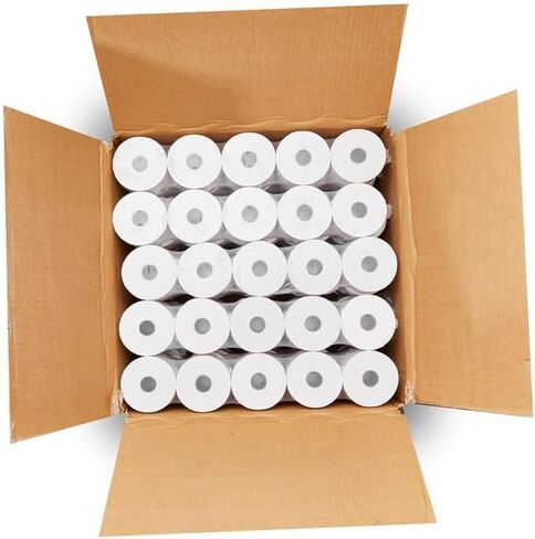 [عبوة من 100 لفة] إضافة شريط آلي/لفات ورق آلة حاسبة 2-1/4 × 150 قدم طبقة واحدة من ورق السندات الأبيض لآلة حاسبة الطباعة El-1750 1801 P23 ذات 10 مفاتيح in Kuwait