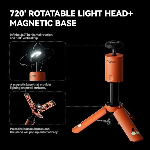 Camping Lantern Rechargeable, Portable Magnetic Camping Lights with 12000mAh Battery, Telescoping IPX6/IPX7 Waterproof Flashlights, Camping Lamp for Emergency, Camping, Hiking (Desert Yellow) in Kuwait