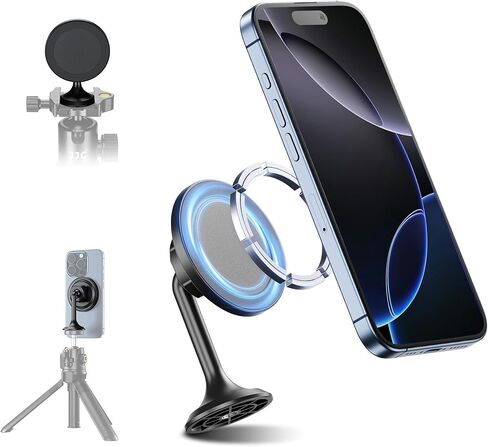 حامل حامل ثلاثي مغناطيسي من Kiorafoto يناسب ذراع ثلاثي القوائم السحري والمزيد مع جهاز برغي 1/4 بوصة - 20 خيط متوافق مع هاتف 14 Plus 13 12 Pro Max Mini وحافظة مغناطيسية، حلقة مغناطيسية متضمنة لمزيد من الهواتف in Kuwait