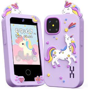 Kids Smart Phone Toys for Girls Age 3-9, Touchscreen Dual Camera Kids Phone, Christmas Birthday Gifts for Age 3 4 5 6 7 8 9, Toddler Learning Play Toy with Music Player, 8G Card in Kuwait