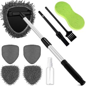 Baderke 9 Pcs Car Windshield Cleaner Tool Kit with with Extendable Handle, Microfiber Towel Pads, Sponge, Ventilation Brush, Empty Spray Bottle for Auto Glass Wiper Suvs Rvs & Home Windows(Purple) in Saudi Arabia