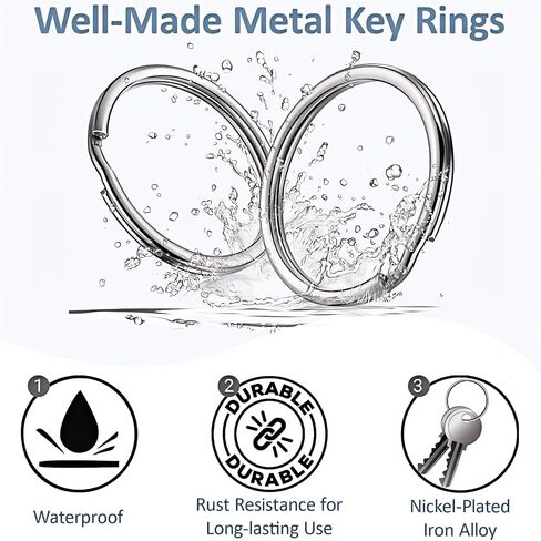 1/2'' 100PCS Small Split Key Rings for Keychains, Double Loops Metal Mini Key Ring for Jewelry Making Dog Luggage Tag Car Key DIY Crafts (Silver) in Saudi Arabia