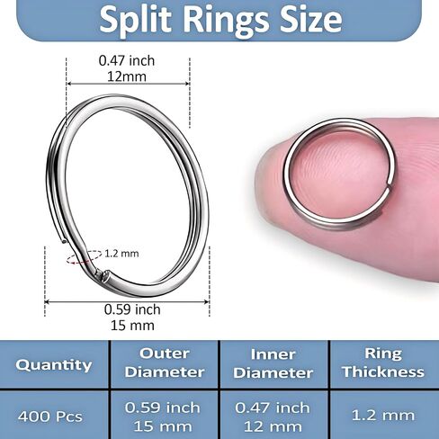 1/2'' 100PCS Small Split Key Rings for Keychains, Double Loops Metal Mini Key Ring for Jewelry Making Dog Luggage Tag Car Key DIY Crafts (Silver) in Saudi Arabia