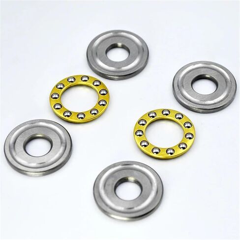 F8-22M Miniature Thrust Ball Bearing, Silver and Gold, 8mm Inner Diameter, 11 Steel Balls, Planar Design for Precision Instruments, 8x22x7mm (5Pcs) in Saudi Arabia