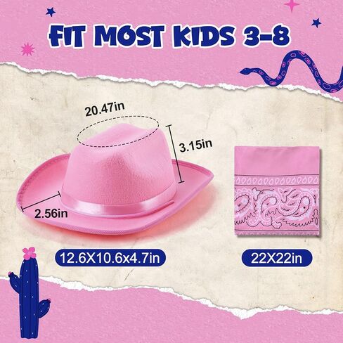 Toddler Cowboy Hat & Bandana, Felt Cowboy Hats for 3-8, Western Cowgirl Halloween Costume for Kids, Boy and Girl in Saudi Arabia
