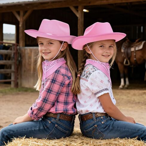 Toddler Cowboy Hat & Bandana, Felt Cowboy Hats for 3-8, Western Cowgirl Halloween Costume for Kids, Boy and Girl in Saudi Arabia
