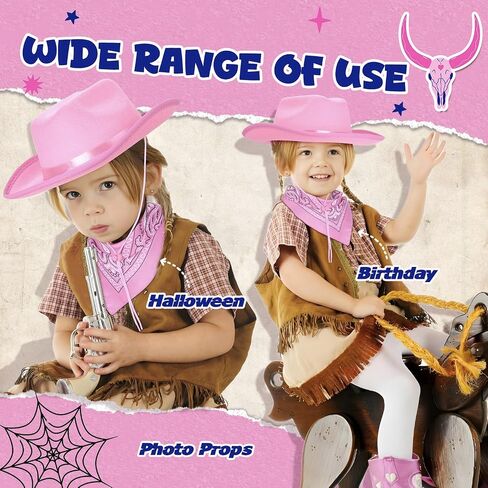 Toddler Cowboy Hat & Bandana, Felt Cowboy Hats for 3-8, Western Cowgirl Halloween Costume for Kids, Boy and Girl in Saudi Arabia