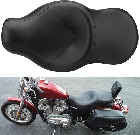 LKV Motorcycle 2-Up Driver Driver Massenger Pad Pront Driver Beach Cushion Pad متوافق مع Harley Sportster 883 1200 2005-2019 Iron XL 883 2009-2023 48 72 Custom ، Black in Kuwait