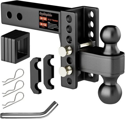 2.5 inch Adjustable Trailer Hitch 2-1/2 Receiver Drop Hitch Fits 2.5" Receiver 4" Rise/Drop, 2'' & 2-5/16'' Ball 25000 LBS Heavy Duty for RVs, Campers, Boat Trailer in Kuwait