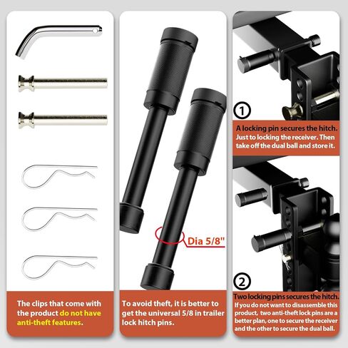 2.5 inch Adjustable Trailer Hitch 2-1/2 Receiver Drop Hitch Fits 2.5" Receiver 4" Rise/Drop, 2'' & 2-5/16'' Ball 25000 LBS Heavy Duty for RVs, Campers, Boat Trailer in Kuwait