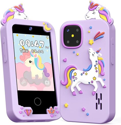 Kids Smart Phone Toys for Girls Age 3-9, Touchscreen Dual Camera Kids Phone, Christmas Birthday Gifts for Age 3 4 5 6 7 8 9, Toddler Learning Play Toy with Music Player, 8G Card in Kuwait