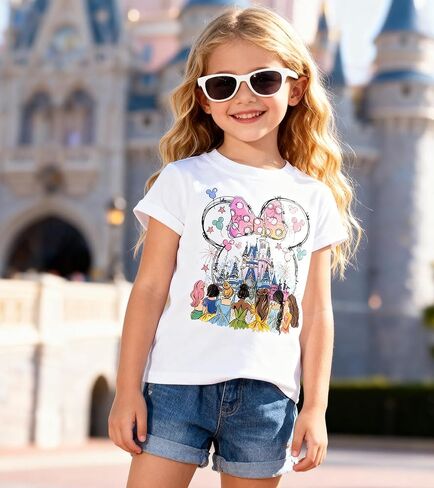 القمصان الأميرة الفتيات سحرية قصيرة الأكمام قميص طفل عطلات العطلة للأطفال TOE in Kuwait