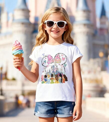 القمصان الأميرة الفتيات سحرية قصيرة الأكمام قميص طفل عطلات العطلة للأطفال TOE in Kuwait