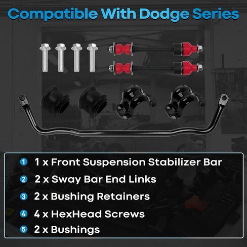 55398938AC Front Suspension Stabilizer Bar And K80894 Sway Bar Links Front Sway with PU Bushing Compatible with 2009-2010 Dodge Ram 1500, 2019-2022 Ram Classic 1500 4WD, 2011-2018 Ram 1500 in Saudi Arabia