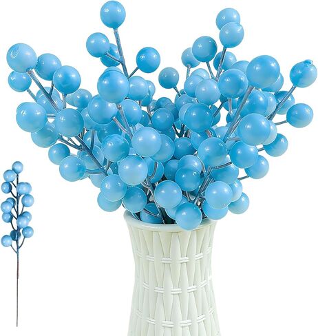 24 pcs Christmas Berries Stems Artificial Berry Stems for Christmas Tree Ornaments Crafts Holiday and Home Decor (Black) in Kuwait