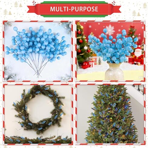 24 pcs Christmas Berries Stems Artificial Berry Stems for Christmas Tree Ornaments Crafts Holiday and Home Decor (Black) in Kuwait