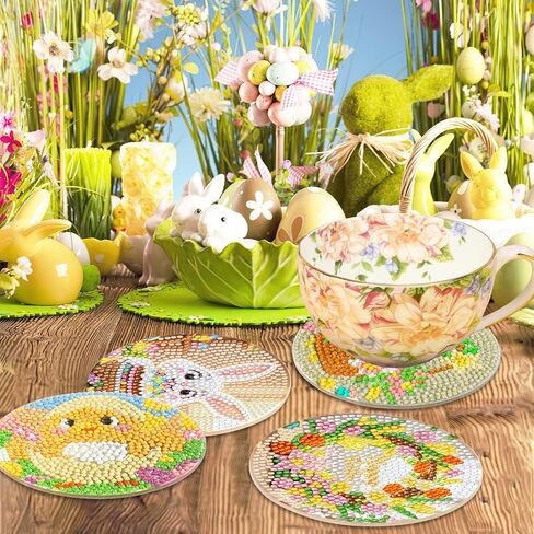 UPINS Ocean Diamond Art Painting Coaster Kit, 8Pcs DIY Crafts Kit with Holder, Non Slip Coaster Art Supplies for Adults, Ideal Christmas Gift in Saudi Arabia