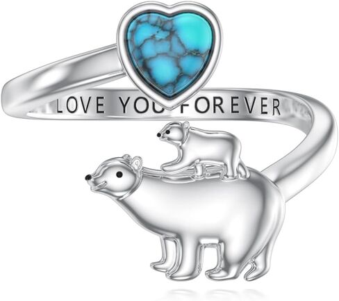 Opal Sea Turtle Open Ring Mother Maten Ring Ring 925 Sterling Silver Tortoise Loves Home Jewelry Gift for Women Mom Mome Baft Grady Grandma in Saudi Arabia