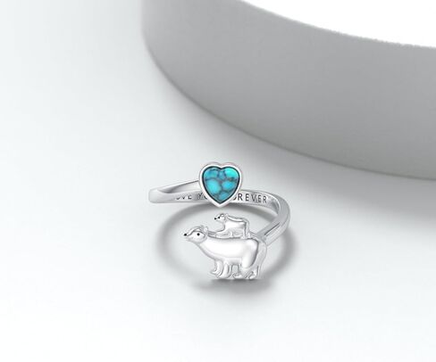 Opal Sea Turtle Open Ring Mother Maten Ring Ring 925 Sterling Silver Tortoise Loves Home Jewelry Gift for Women Mom Mome Baft Grady Grandma in Saudi Arabia
