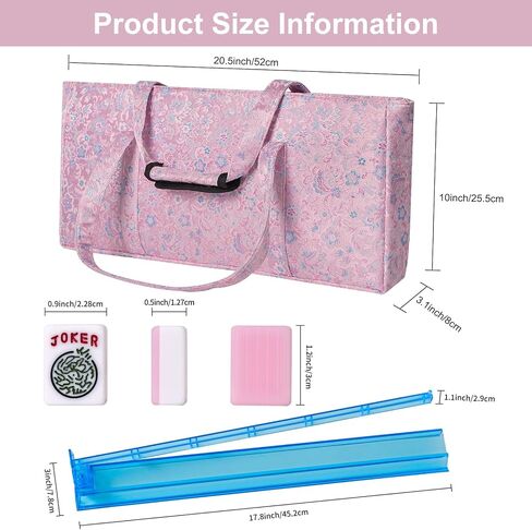 American Mahjong Game Set, 166 Pink Tiles, Pink Bag and Entire Accessories, 4 All-in-One Rack/Pushers, Mahjong Tiles Set in Saudi Arabia