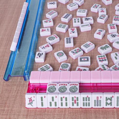 American Mahjong Game Set, 166 Pink Tiles, Pink Bag and Entire Accessories, 4 All-in-One Rack/Pushers, Mahjong Tiles Set in Saudi Arabia