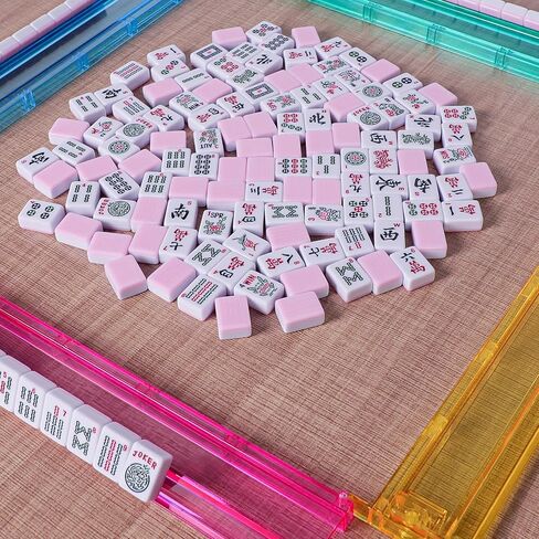 American Mahjong Game Set, 166 Pink Tiles, Pink Bag and Entire Accessories, 4 All-in-One Rack/Pushers, Mahjong Tiles Set in Saudi Arabia